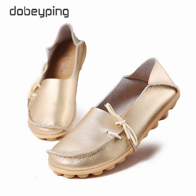 New Moccasins Women Flats 2019 Autumn Woman Loafers Genuine Leather Female Shoes Slip On Ballet Bowtie Women's Shoe Size 35-44 Ysl Scrunch Loafers