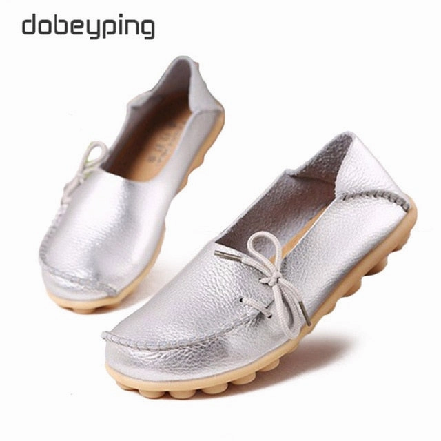 Adrian Bex Loafers New Moccasins Women Flats 2019 Autumn Woman Loafers Genuine Leather Female Shoes Slip On Ballet Bowtie Women's Shoe Size 35-44