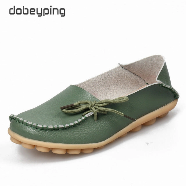 Best Socks With Loafers New Moccasins Women Flats 2019 Autumn Woman Loafers Genuine Leather Female Shoes Slip On Ballet Bowtie Women's Shoe Size 35-44