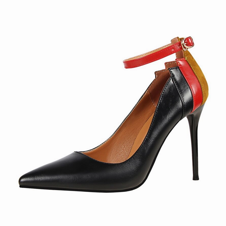 New Multicolor Women Pumps Sexy Ankle Strap Pointed Casual Mary Jane Slip On Shoe Wide Width