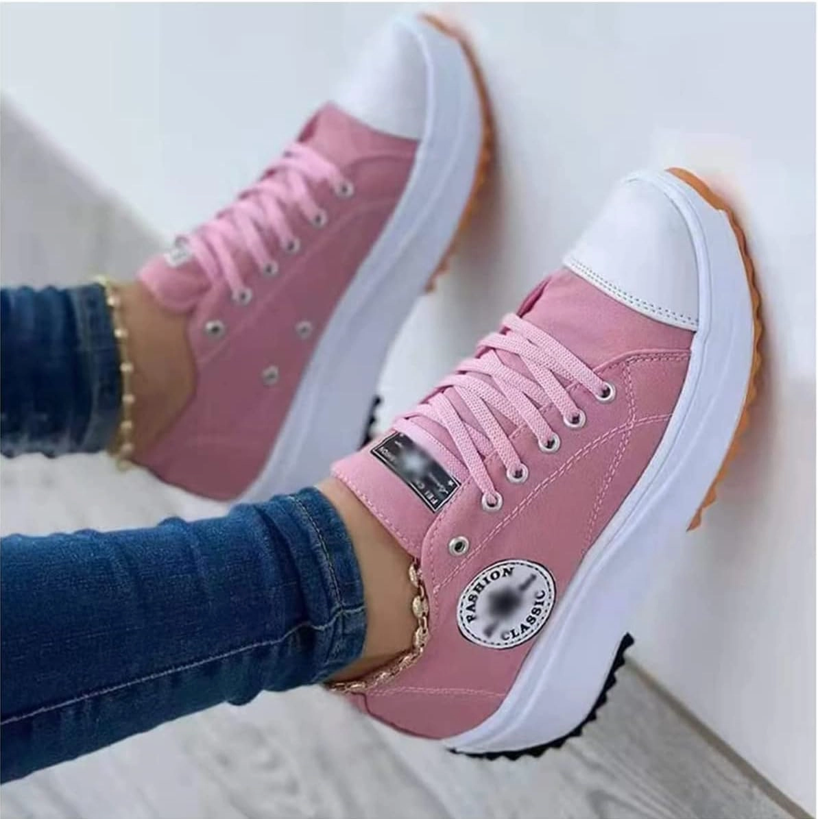 NEW Women's Lightweight Shoes Canvas Fashion Trainers, Pink Sz 7 Shoes To Wear With Business Casual