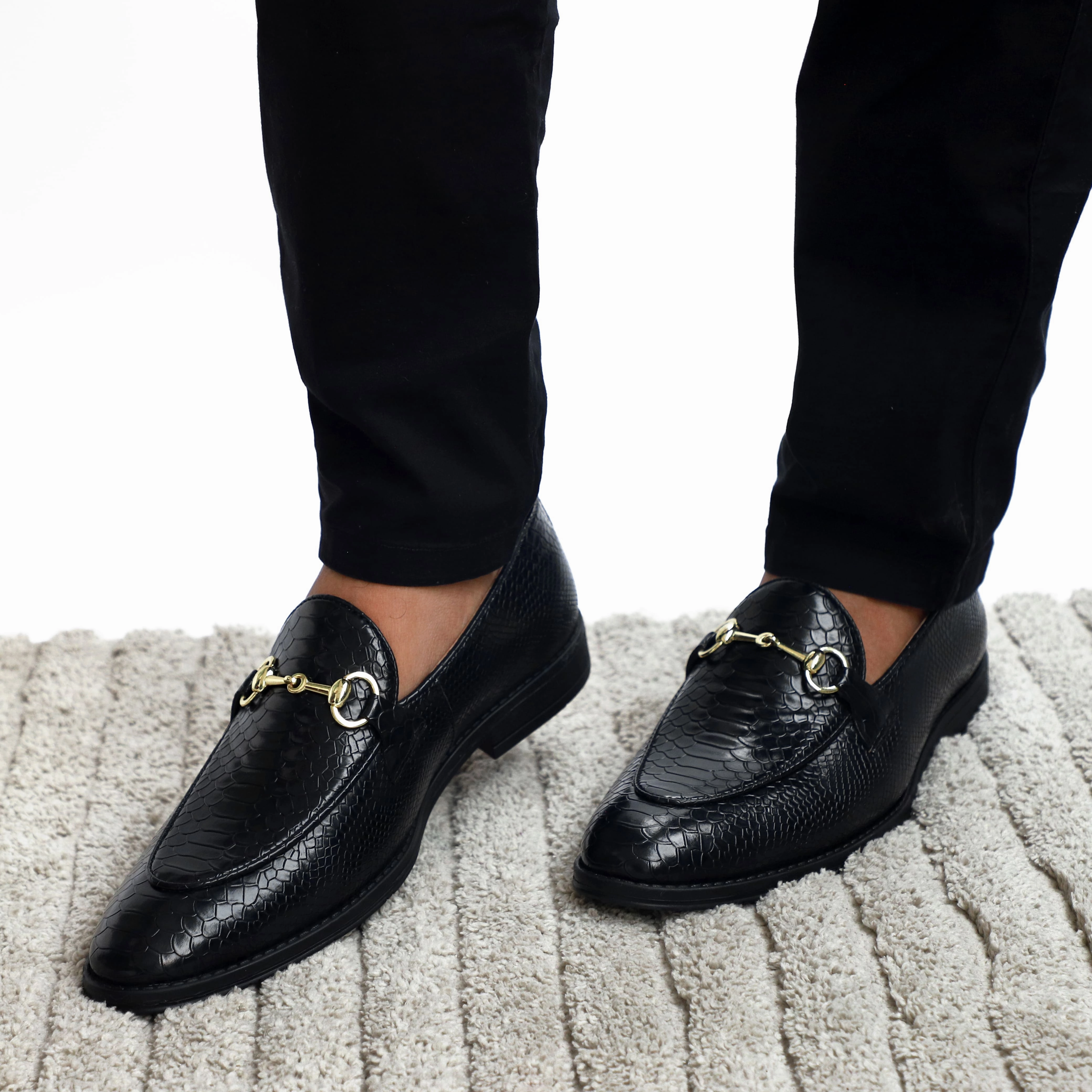 NICHE Black Python Print Horsebit Loafers Target Loafers