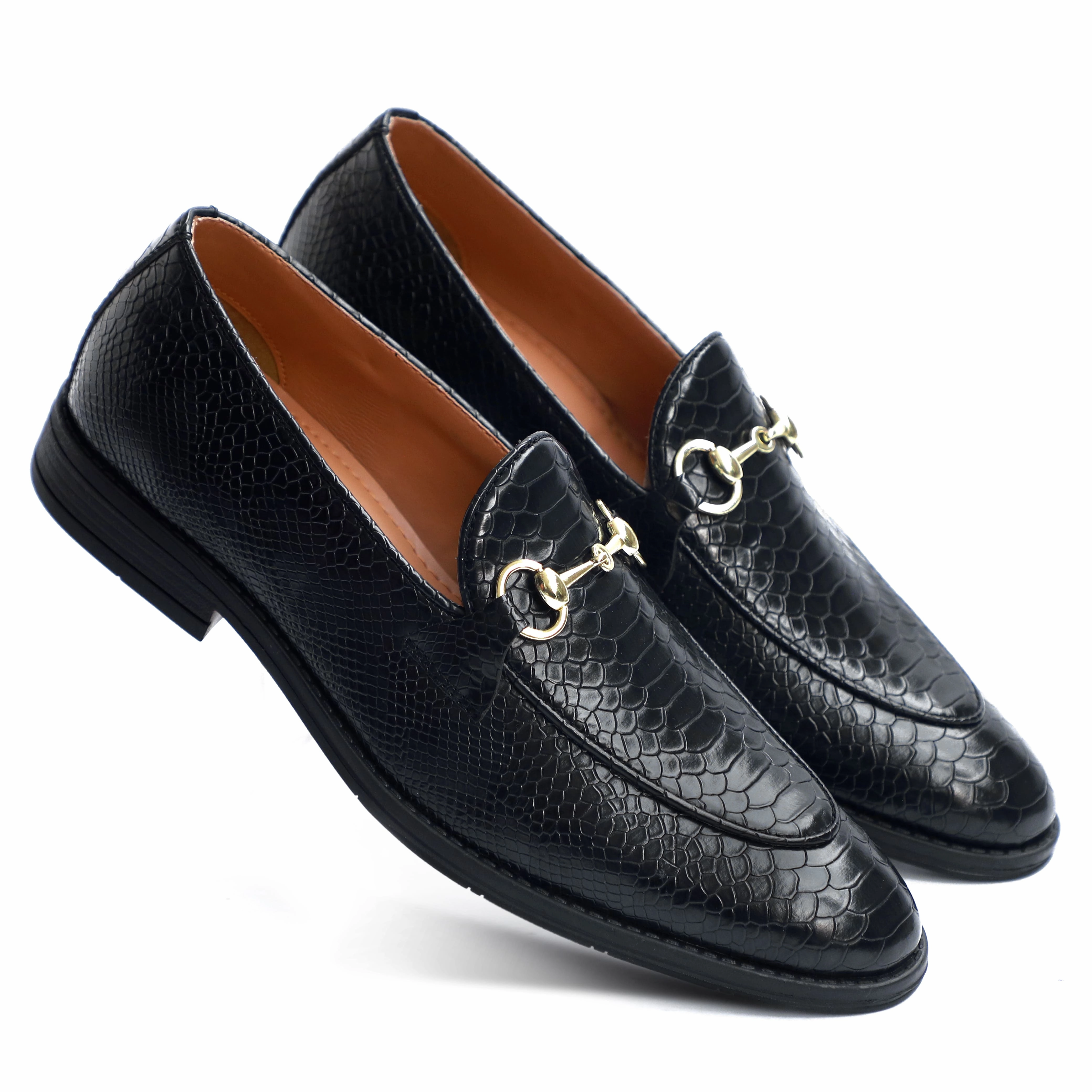 Calvin Klein Loafers NICHE Black Python Print Horsebit Loafers