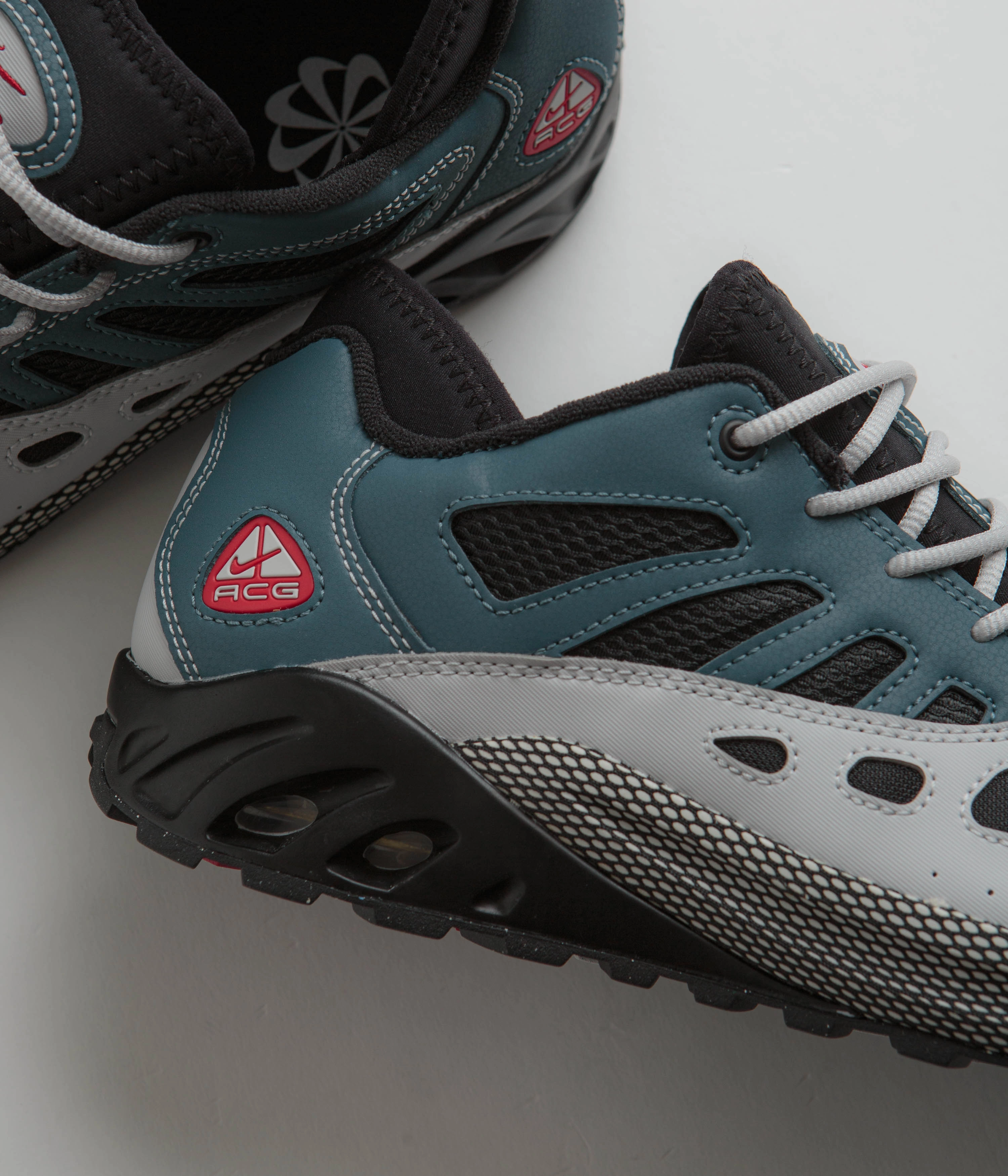 Asics Shoes International Shipping Nike ACG Air Exploraid Shoes - Ash Green / Varsity Red - Black - Neutral Grey