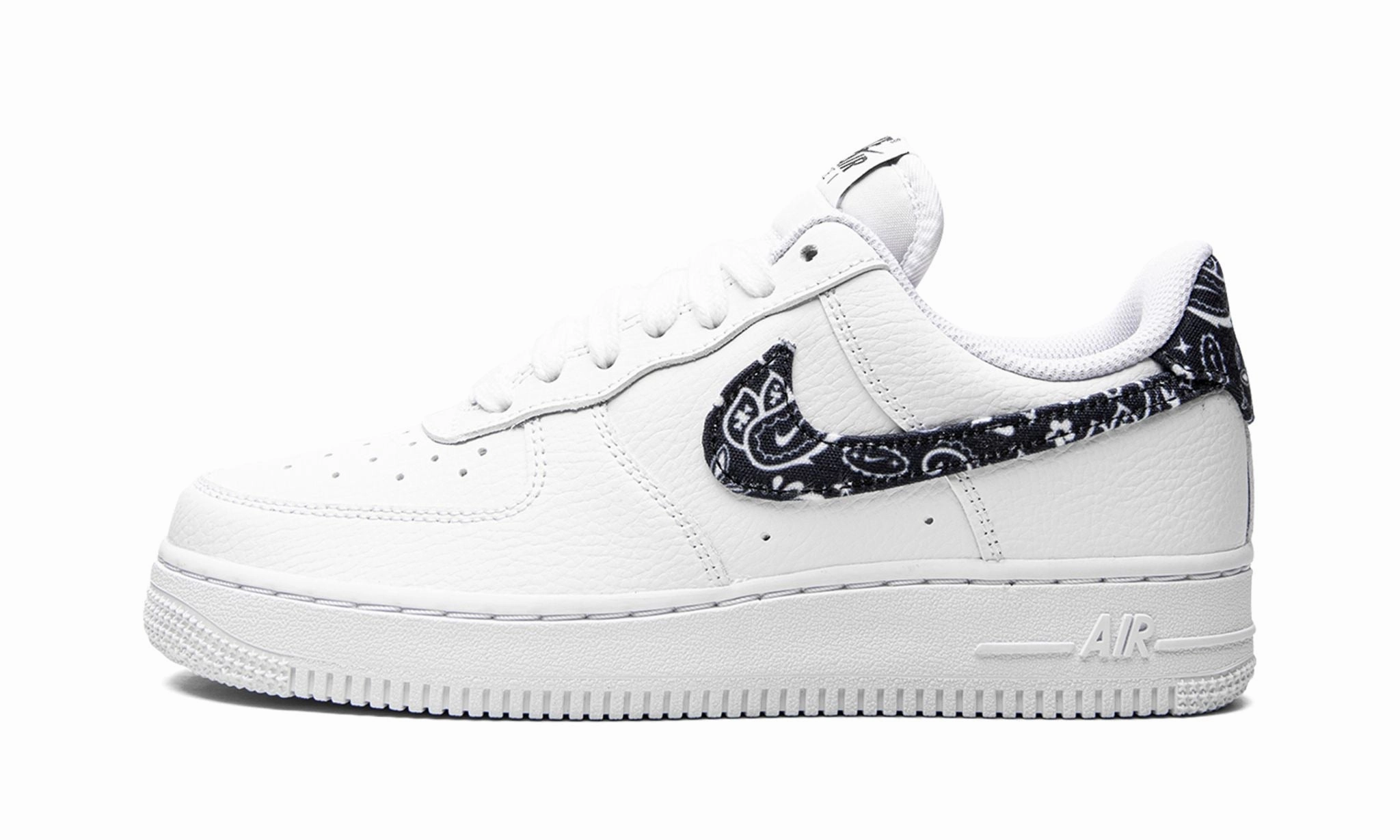 NIKE AIR FORCE 1 LOW ESSENTIAL WHITE WORN BLACK PAISLEY (W) Asics Indoor Pickleball Shoes