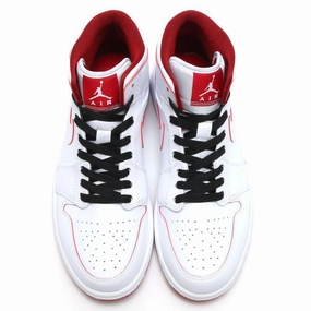 Nike Air Jordan 1 Mid White Red Shoes Basketball Men Asics Shoes Trend