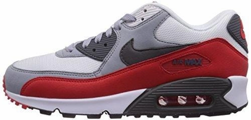 Nike Air Max 90 Essential, Men's Low-Top Trainers, Multicolor (Wolf Grey/Dark Grey/Challenge Red), 9.5 UK (44 1/2 EU) Asics X Marvel Shoes