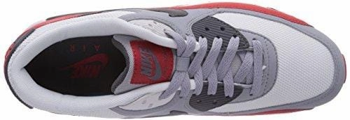 Nike Air Max 90 Essential, Men's Low-Top Trainers, Multicolor (Wolf Grey/Dark Grey/Challenge Red), 9.5 UK (44 1/2 EU) Asics Running Shoes Size Guide