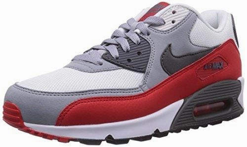 Nike Air Max 90 Essential, Men's Low-Top Trainers, Multicolor (Wolf Grey/Dark Grey/Challenge Red), 9.5 UK (44 1/2 EU) Asics Gel-lyte Mt Shoes