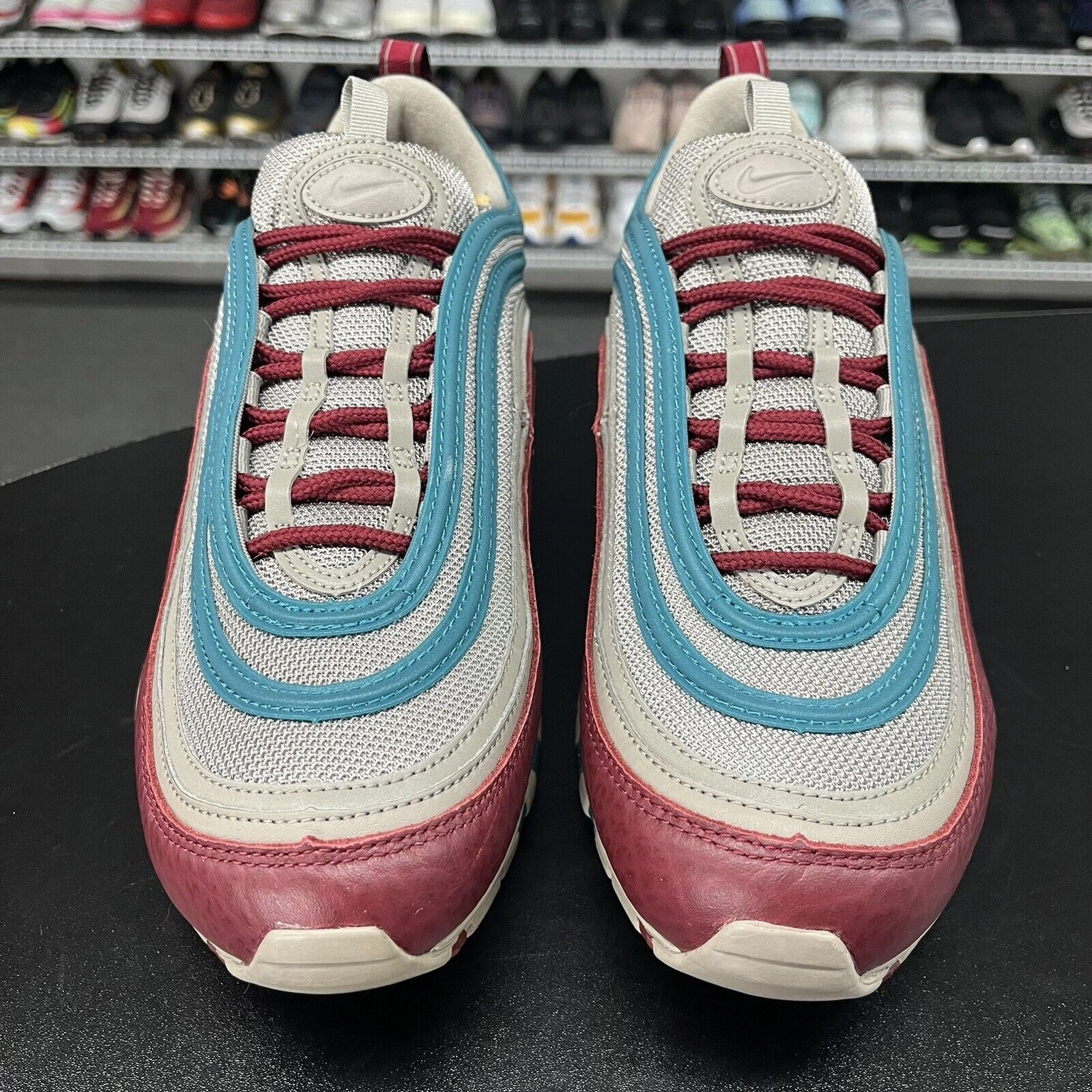 Nike Air Max 97 Light Taupe Geode Teal Team Red Shoes AQ4126-202 Men's Size 11.5 Asics Tiger Wrestling Shoes For Sale