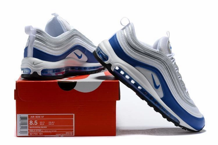 Asics Field Hockey Turf Shoes Nike Air Max 97 White Royal Silver Blue Shoes Sale Men Size US 7, 8, 8.5, 9, 10, 11