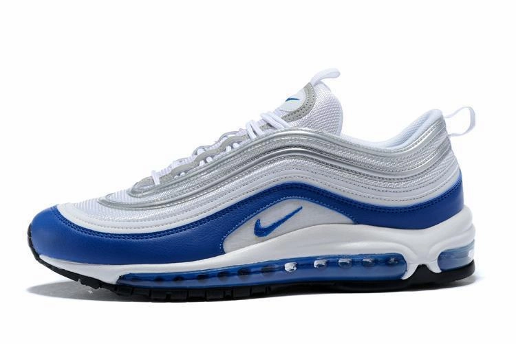 Asics Shoes Wide Nike Air Max 97 White Royal Silver Blue Shoes Sale Men Size US 7, 8, 8.5, 9, 10, 11
