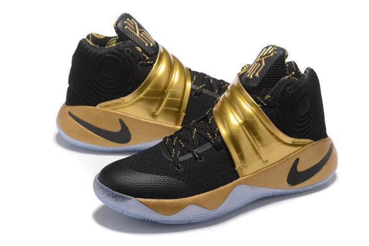 Asics Shoes Cheap Price Nike Kyrie 2 Black Gold Men Basketball Shoes Sale Size US 7-12