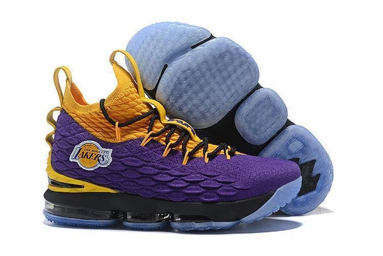 Asics Weight Training Shoes Nike Lebron XV 15 Purple Yellow Black Men Shoes Sale Size US7,8,8.5,9,10,11,12