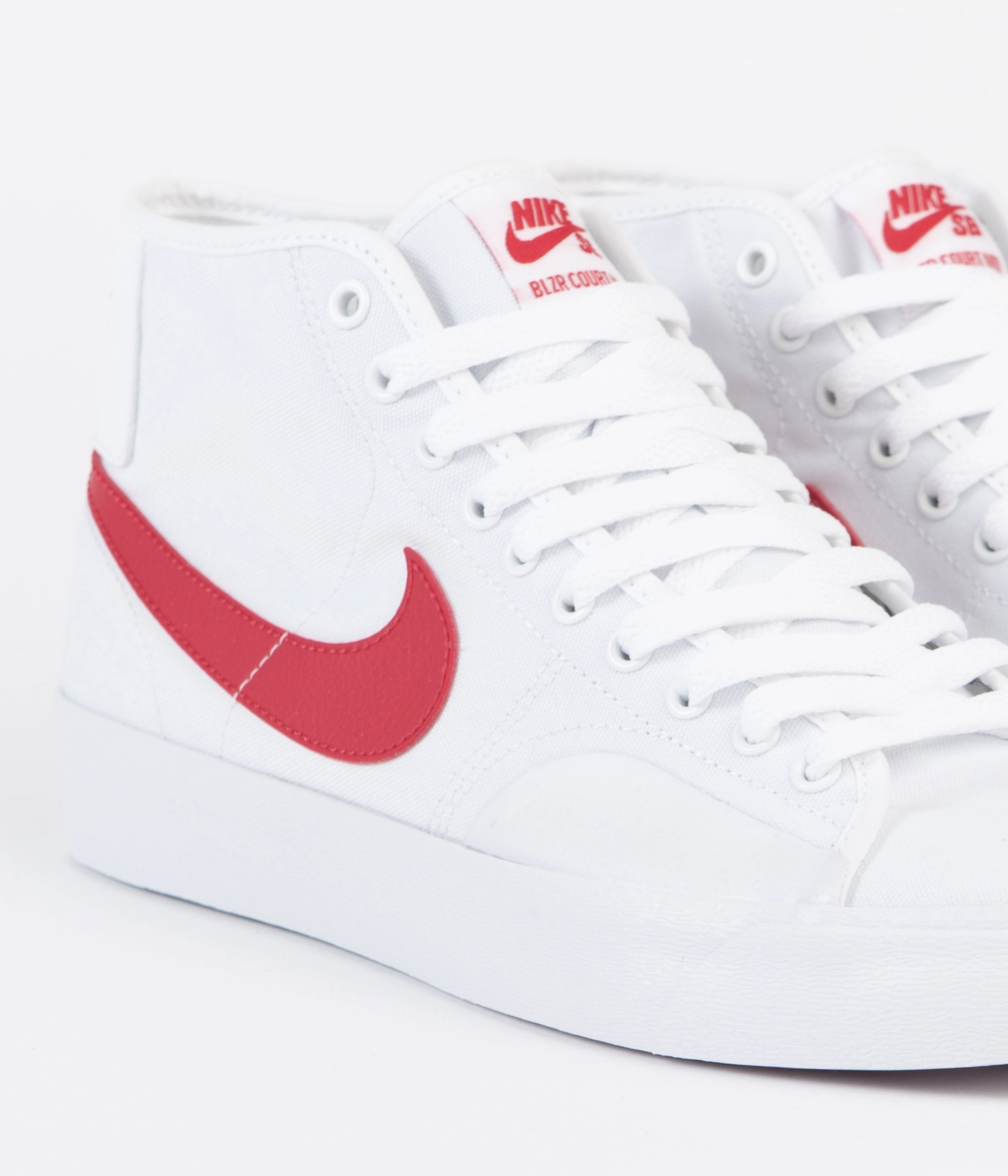Nike SB Blazer Court Mid Shoes - White / University Red - White Asics Standing Shoes
