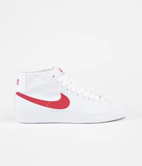 Nike SB Blazer Court Mid Shoes - White / University Red - White Asics Shoes Walking
