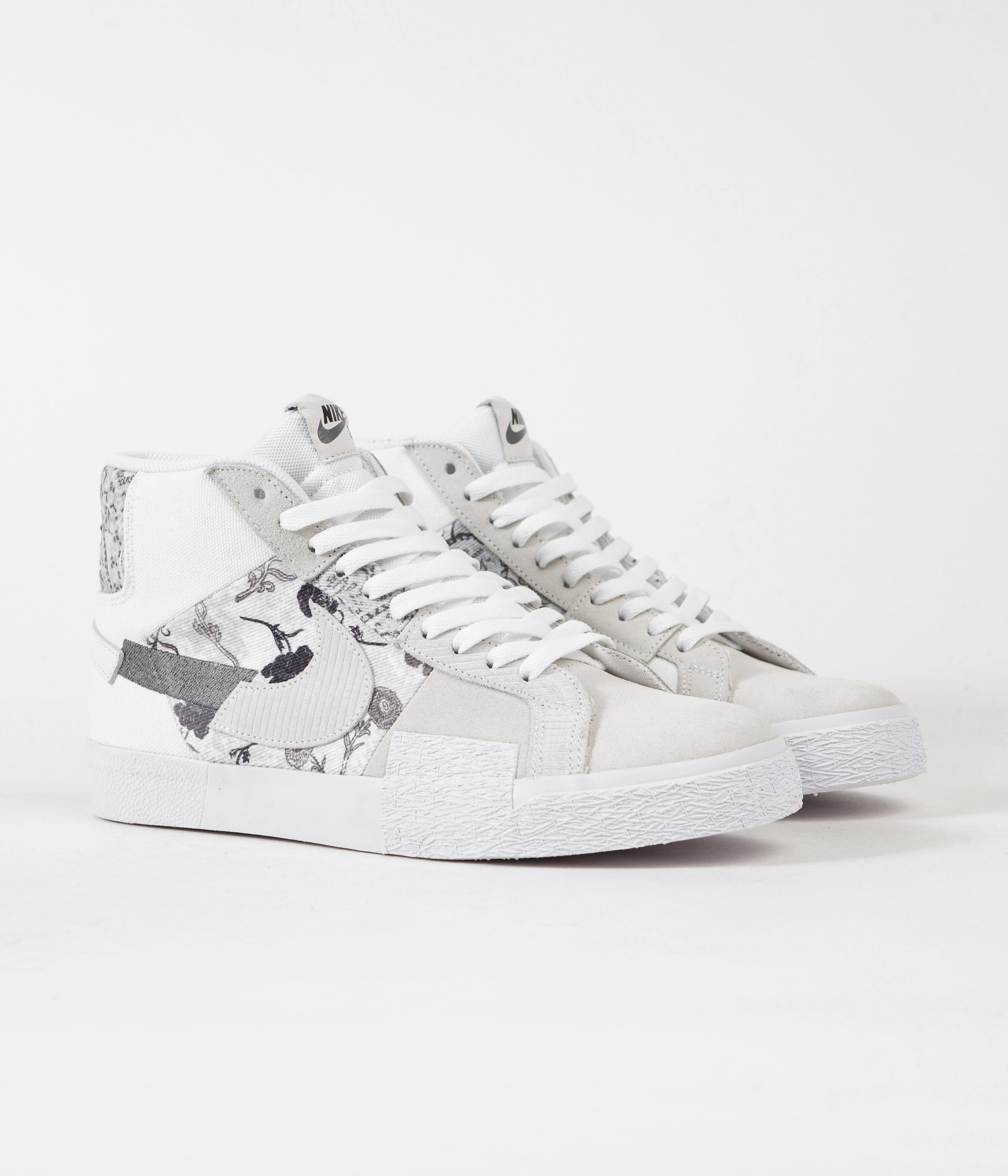Nike SB Blazer Mid Premium Shoes - White / Smoke Grey - White - Pure Platinum Asics Shoes Collab
