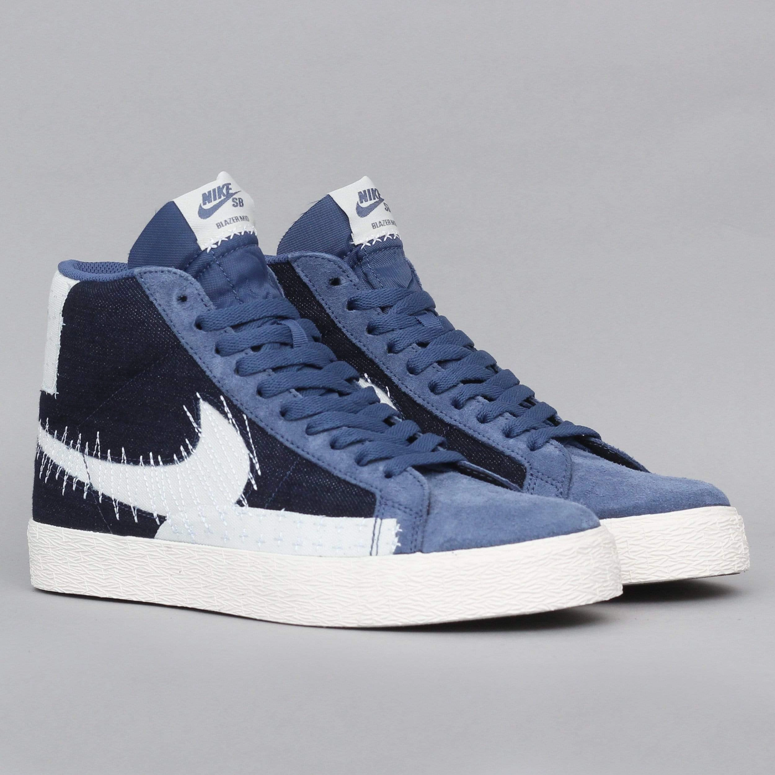 Nike SB Blazer Mid Premium Shoes Mystic Navy / Sail - Sail - Gum Light Brown Asics Shoes For Speed Work