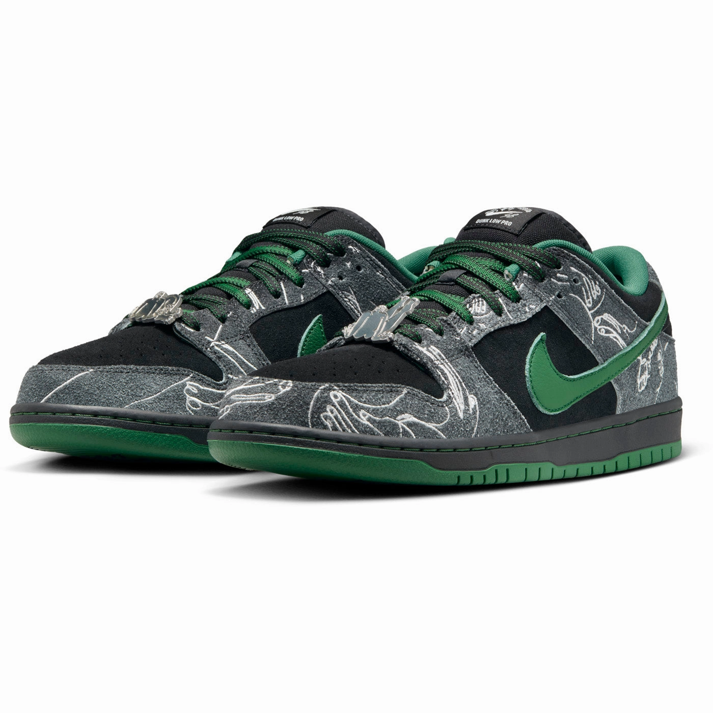 Nike SB Dunk Low Shoes - Black / Gorge Green - Summit White Asics Court Ff 3 Novak Tennis Shoes