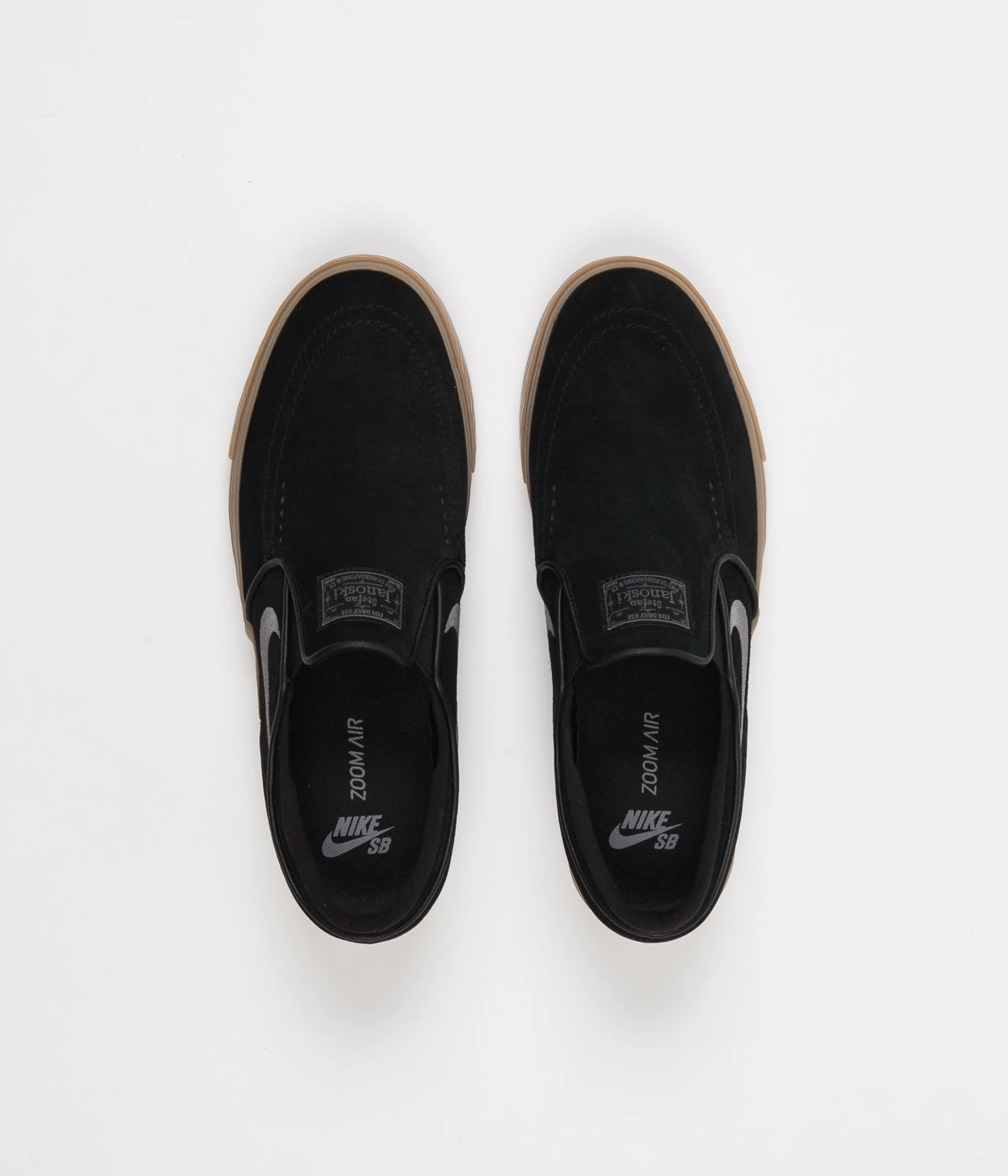 Nike SB Stefan Janoski Slip On Shoes - Black / Gunsmoke - Gum Light Brown Asics Walking Shoes Arch Support