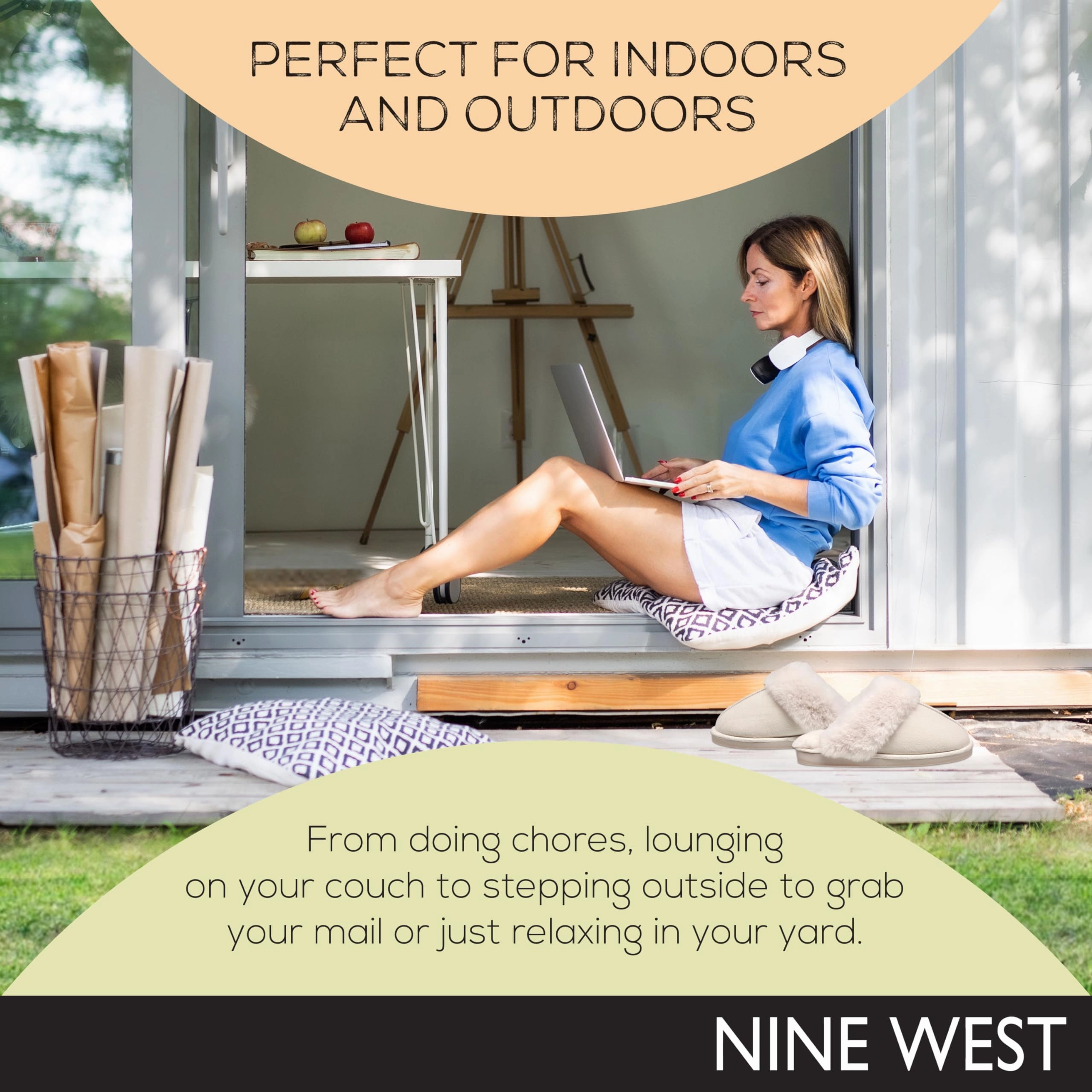 Nipple Slippers Nine West Scuff Slippers For Women, Extra Soft & Comfortable Winter House Shoes, Ivory, Large 9-10