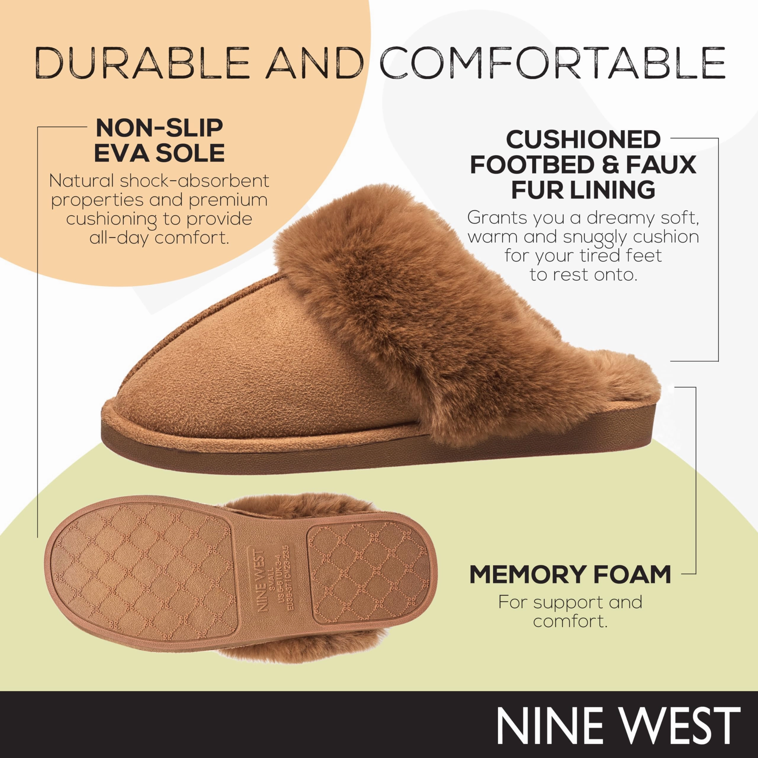 Crochet Boot Slippers Free Pattern Nine West Scuff Slippers For Women, Extra Soft & Comfortable Winter House Shoes, Tan, Large 9-10