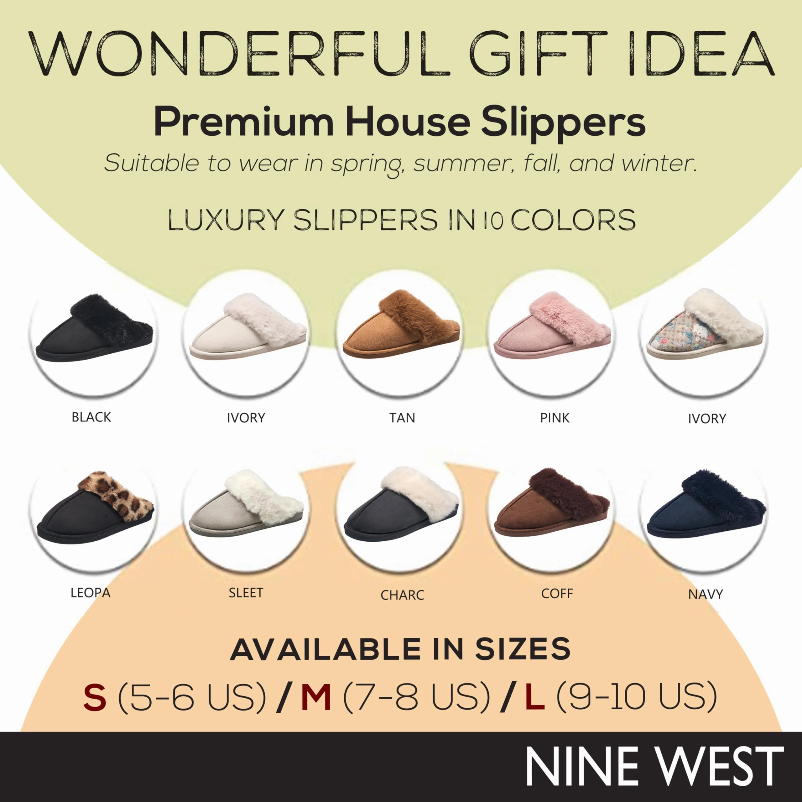 Eddie Bauer Slippers Nine West Scuff Slippers For Women, Extra Soft & Comfortable Winter House Shoes, Tan, Large 9-10