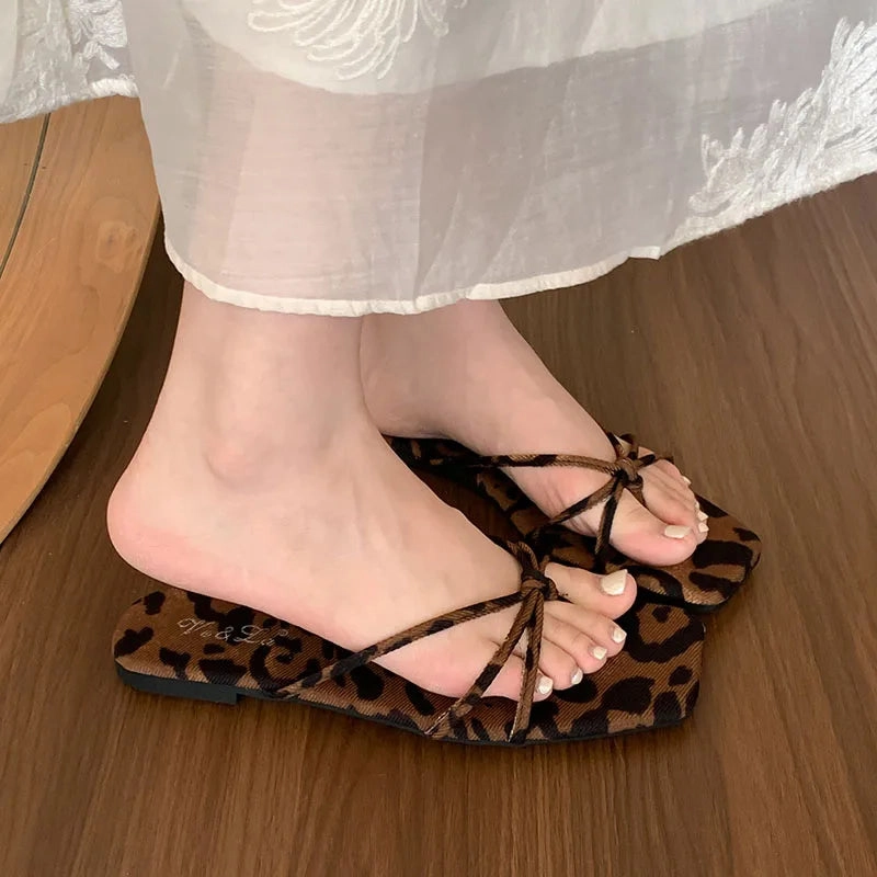 Flip Flops Brazil Flag DAIIIBABYYY  -  2024 Fashion Leopard Print Ladies Slippers Female Slip On Shallow Flip Flops Footwear Low Heels Women Pumps Slides Shoes Muj