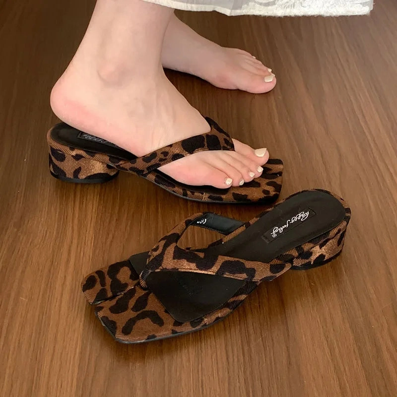 Romney Flip Flops DAIIIBABYYY  -  2024 Fashion Leopard Print Ladies Slippers Female Slip On Shallow Flip Flops Footwear Low Heels Women Pumps Slides Shoes Muj