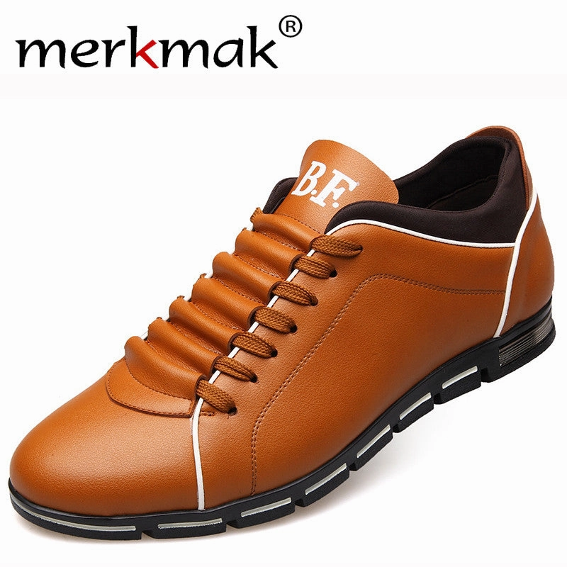 Merkmak Big Size 38-48 Men Casual Shoes Fashion Leather Shoes for Men Summer Men's Flat Shoes Dropshipping Orthopedic Shoes
