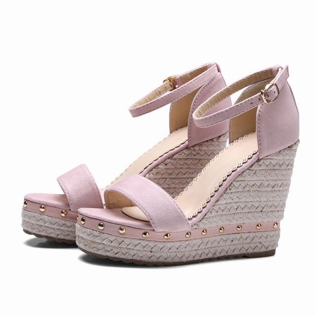 Women's Fashion  Summer High Wedge Sandals Shoes - Black,Pink,Apricot Sandals Lifestride