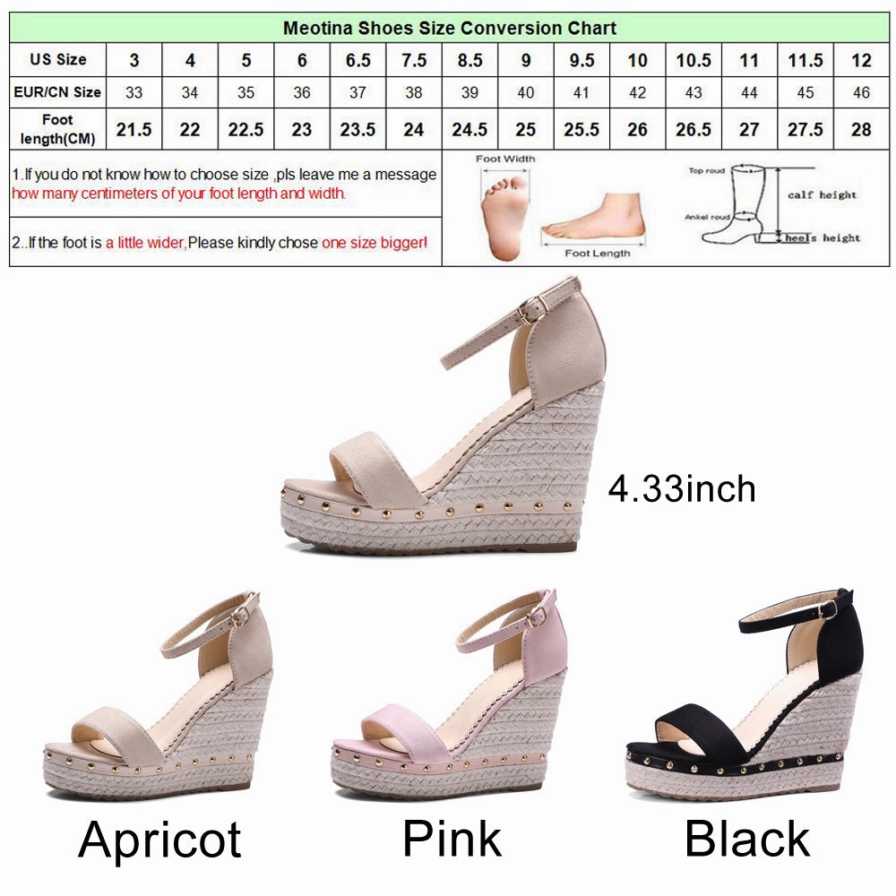 Sandals Royal Barbados Map Women's Fashion  Summer High Wedge Sandals Shoes - Black,Pink,Apricot