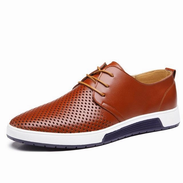 Men Leather Flat Shoes New Arrival Casual Summer Breathable Slip On Flats Shoes
