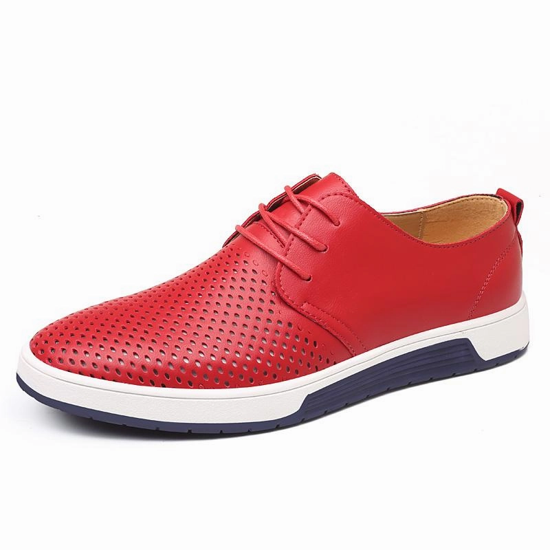 Men Leather Flat Shoes New Arrival Casual Summer Breathable Abound Shoes Flats