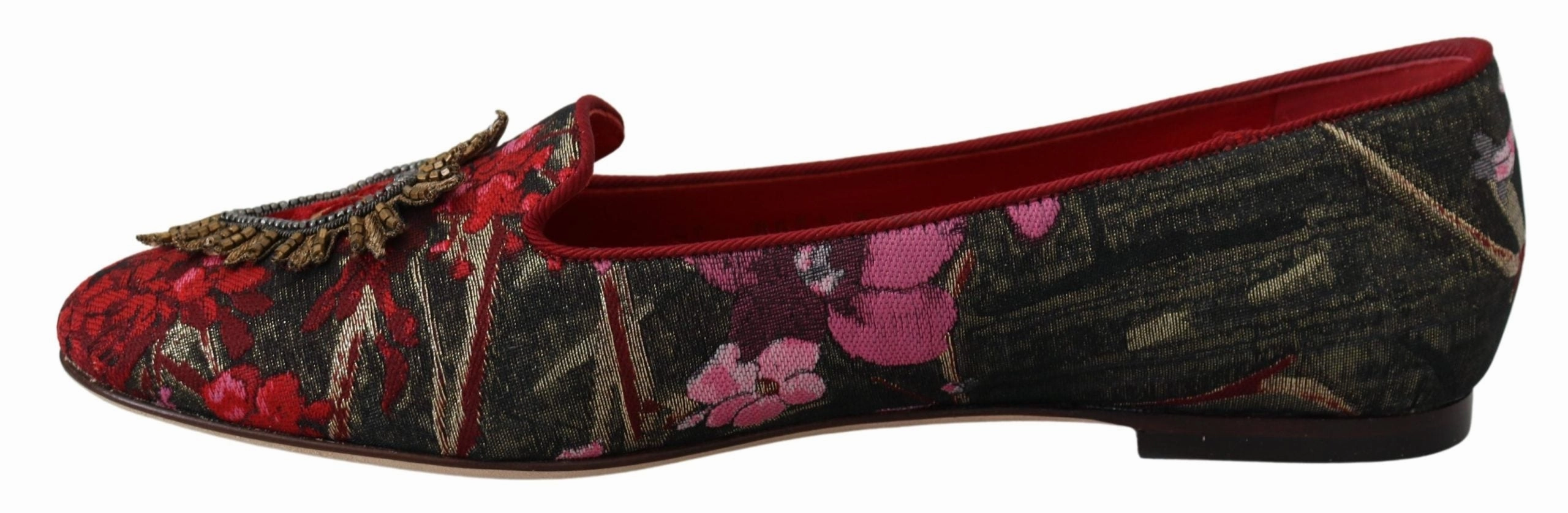 Dolce & Gabbana Multicolor Jacquard Sacred Heart Patch Slip On Shoes Wearing Flat Shoes