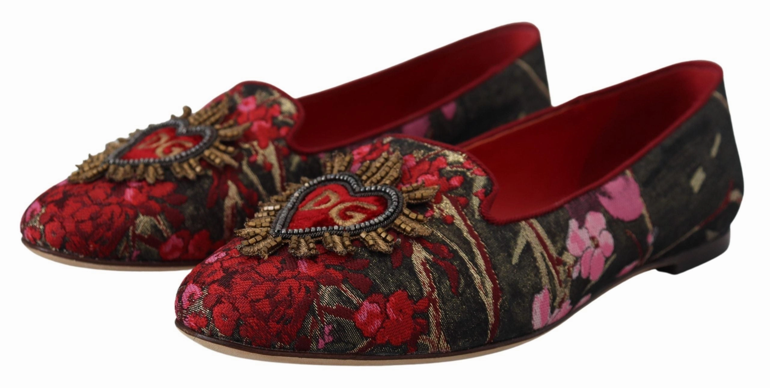 Best Supportive Flat Shoes Dolce & Gabbana Multicolor Jacquard Sacred Heart Patch Slip On Shoes