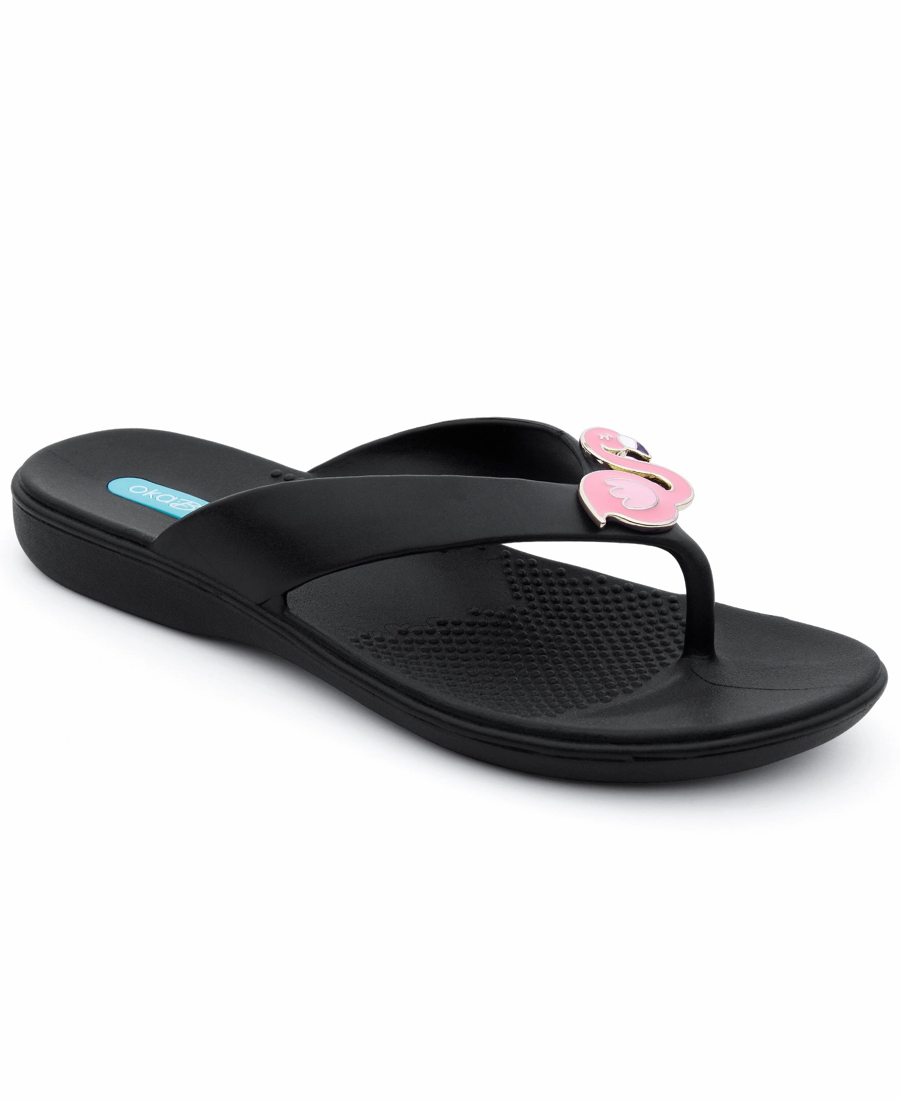 Mr And Mrs Flip Flops Oka-B Farrah Women's Flip Flops with Pink Flamingo Pendants