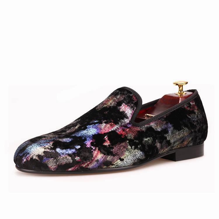 Flat Shoes Amazon OneDrop Handmade Colorful Prints Men Dress Shoes Velvet Party Wedding Prom Loafers