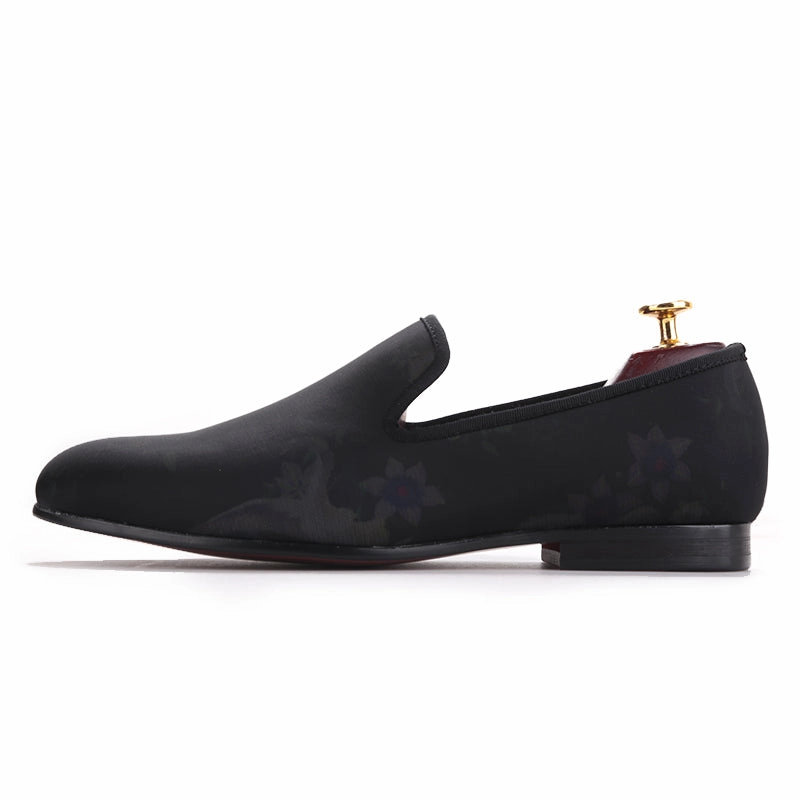 OneDrop Handmade Men Floral Designs Fabric Dress Shoes Party Wedding Prom Loafers Best Flat Shoes For Powerlifting