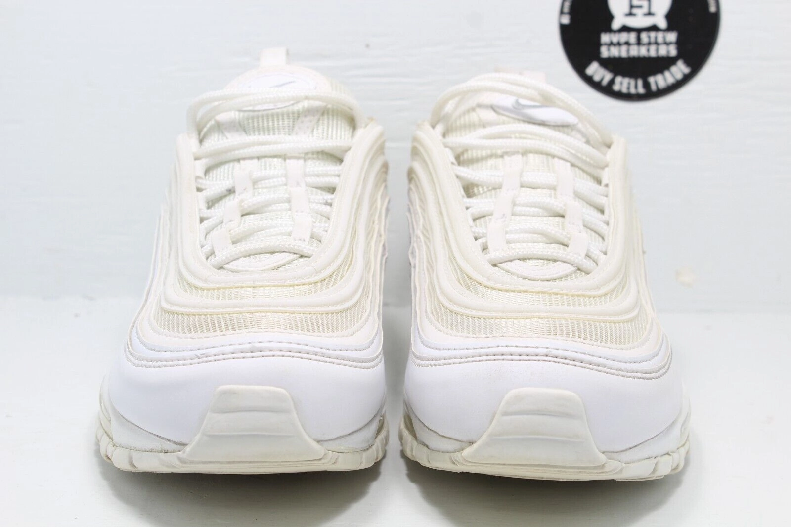 Nike Air Max 97 Triple White Wolf Gray Size 8.5 No Insoles Asics Wrestling Shoes Twr900