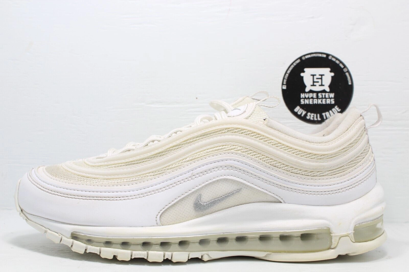 Asics Leather Running Shoes Nike Air Max 97 Triple White Wolf Gray Size 8.5 No Insoles