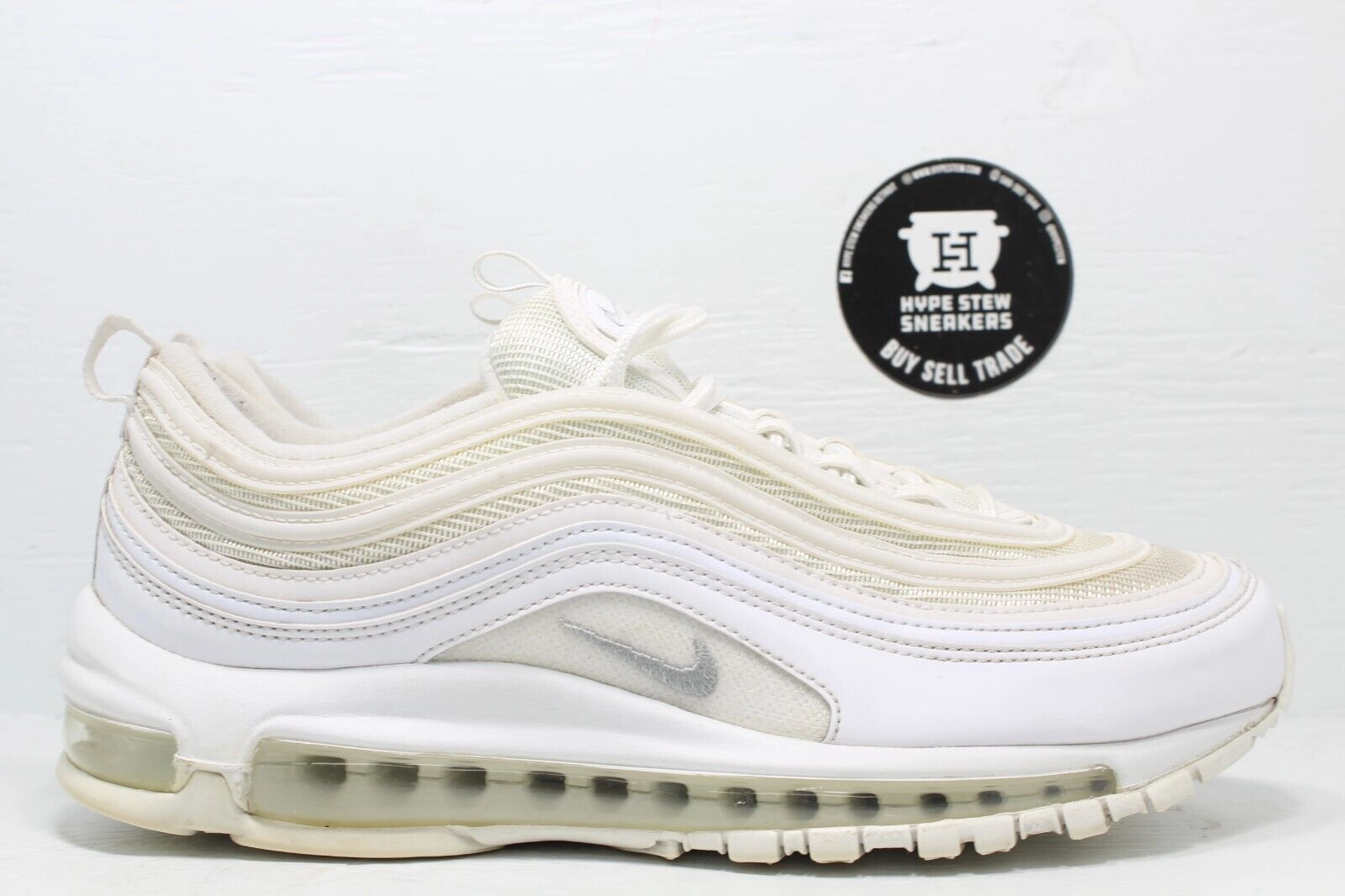 Nike Air Max 97 Triple White Wolf Gray Size 8.5 No Insoles Brands Like Asics