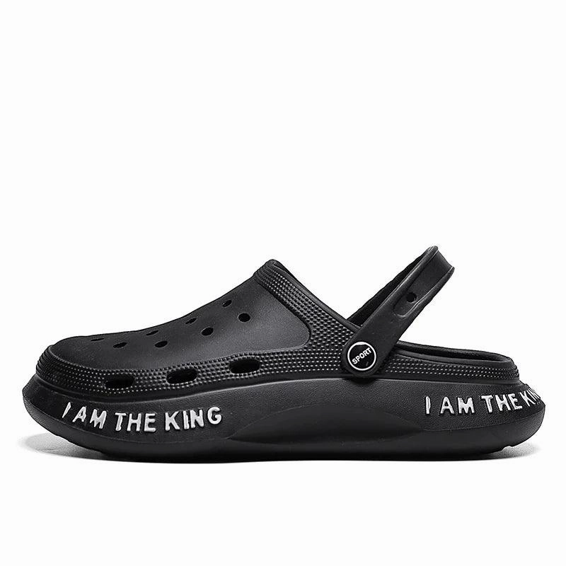 Leather Slides Sandals Outdoor Sandals Men Flip Flops Summer EVA Hole Shoes Beach Clogs