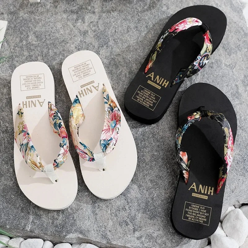 Platform Sandals Flip Flops Women Beach Resort Shoes Light Home Slippers