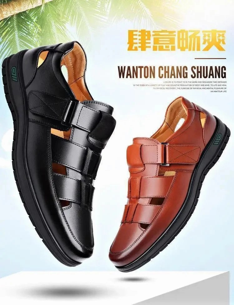 2024 Summer Hollow Leather Shoes Men's Casual Sandals Breathable Hole Shoes Sandals Men Shoes  Sandals Sandals Royal Bahamian Photos