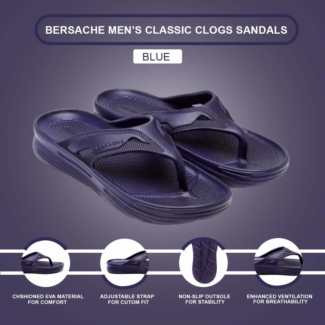 Bersache Extra Soft Classic Casual with  Regular wear with Ultra Soft & Flexibility Technology Clog's for Men's & Boy's (6118-Blue) Slippers Fuzzy