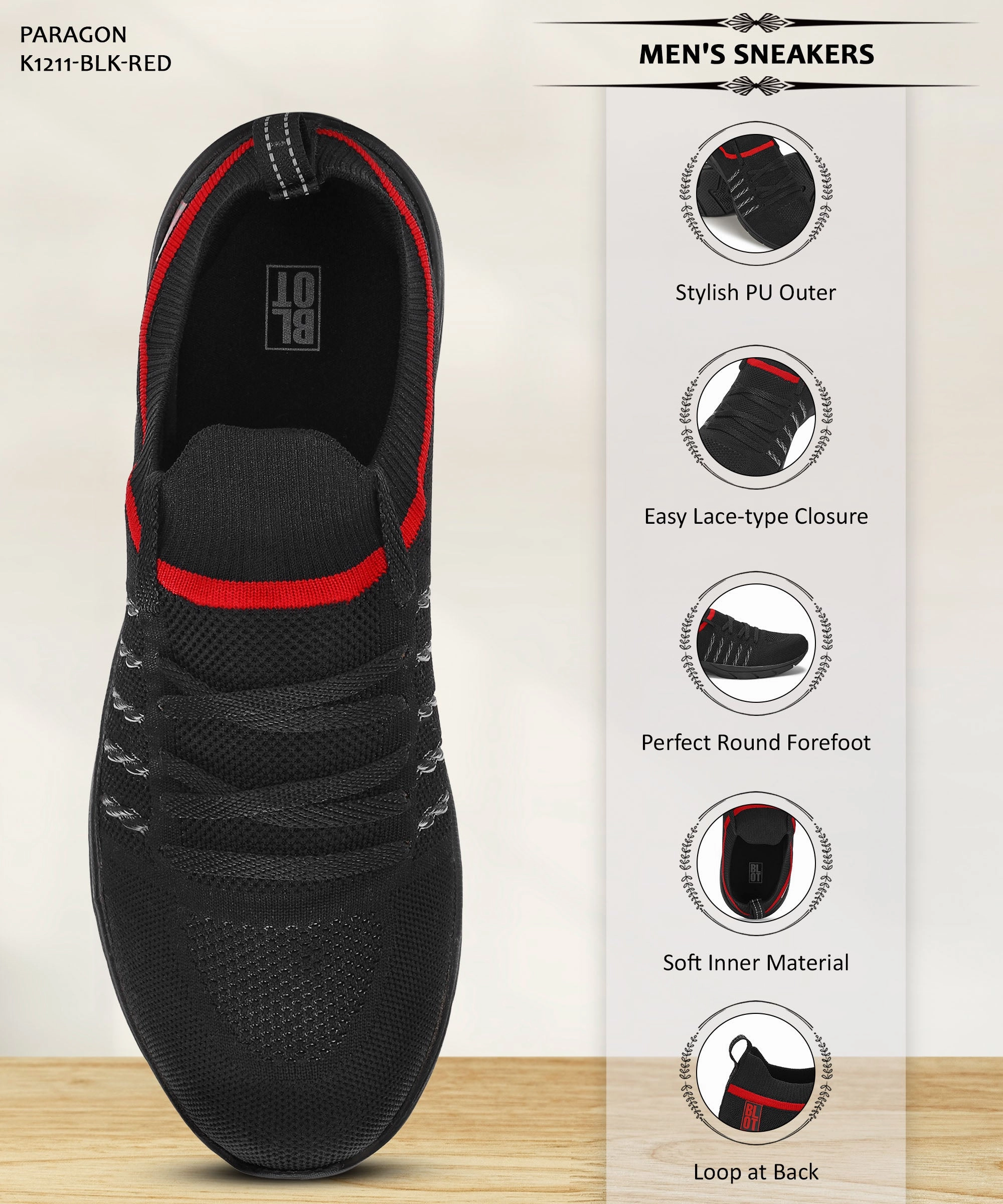 Early Running Shoes Paragon Blot FBK1211G Men Casual Shoes | Stylish Walking Outdoor Shoes for Everyday Wear | Smart & Trendy Design  | Comfortable Cushioned Soles