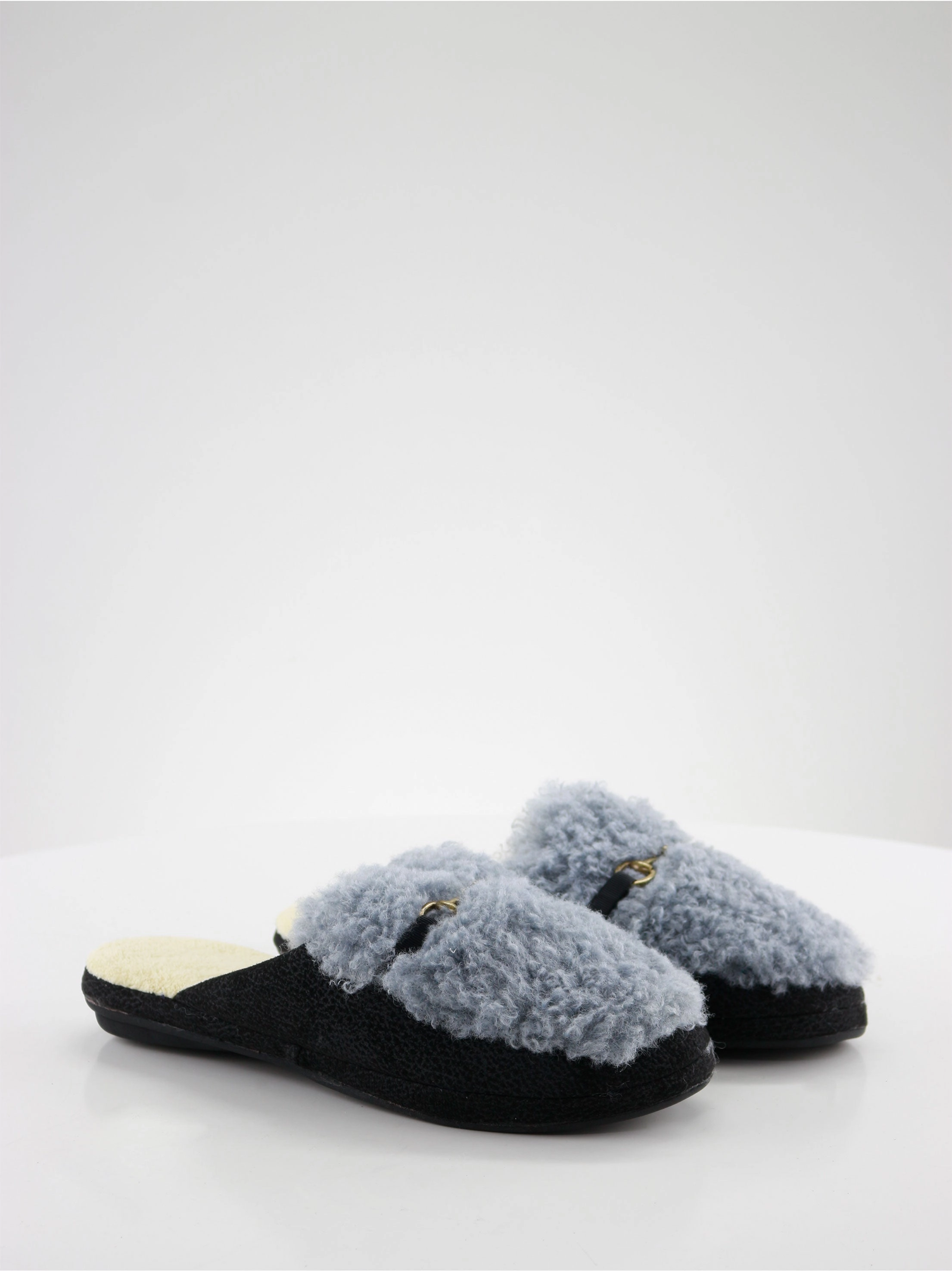 Women's Fleece Washed In Side Slippers,Petrol/Black Retro Slides