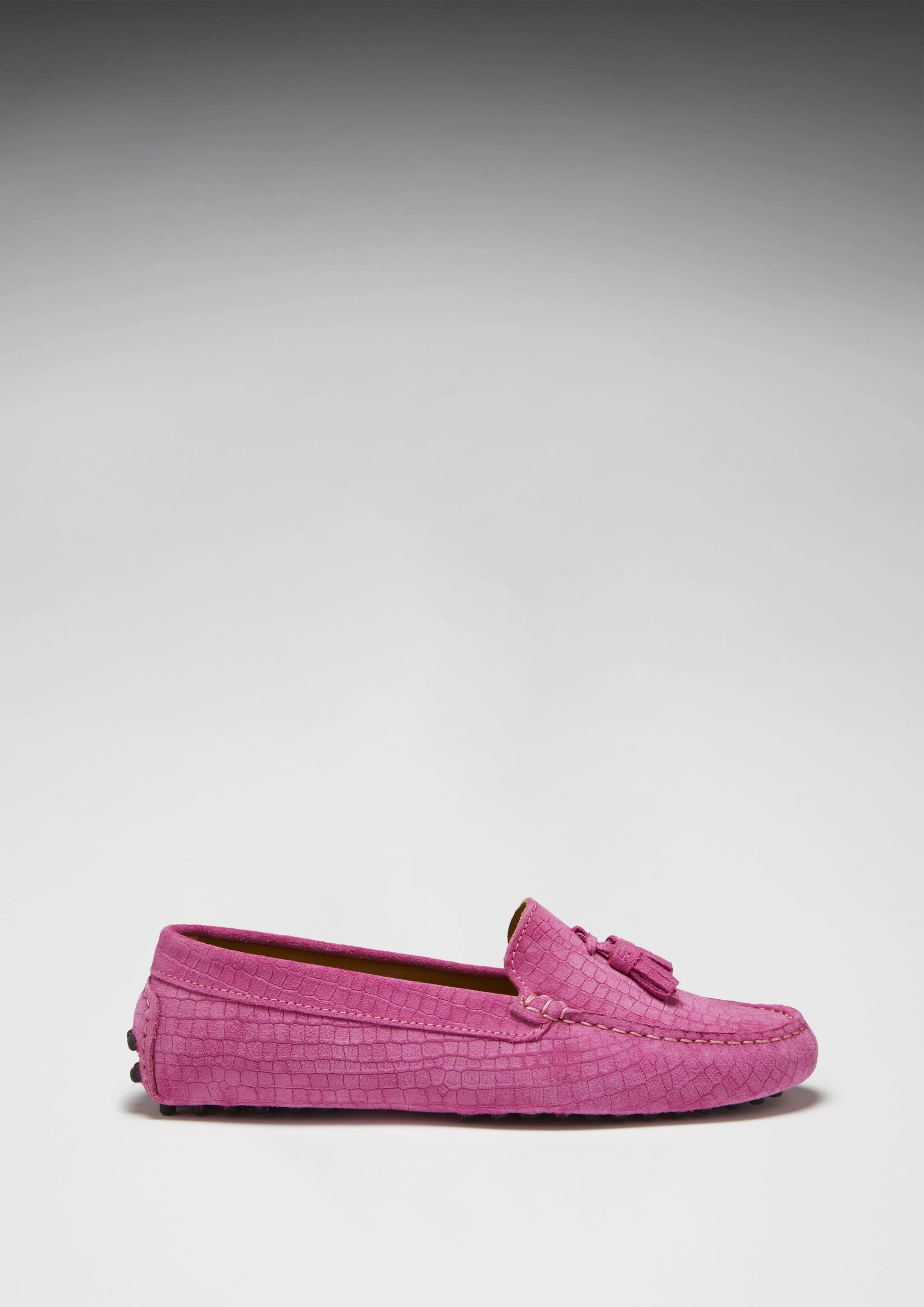 Women's Tasselled Driving Loafers, pink embossed suede Clarks Loafers