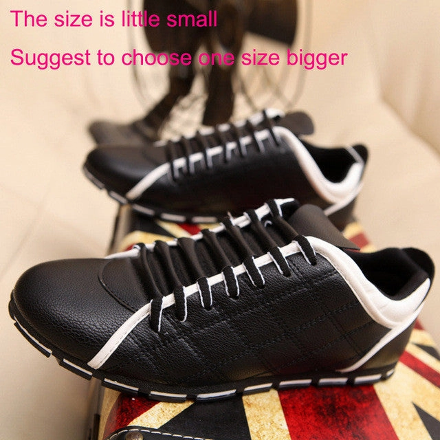 Mtb Flat Shoes Waterproof New 2017 High Quality Men PU Leather Flats Lace Up Fashion Casual Leisure Men's Flat Shoes Loafers Soft Light Male Footwear
